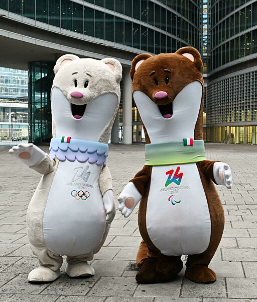 Olympics 2026 mascot Tina and Mila milan,italy tina and milo the two mascots milan cortina 2026 in the lombardy region
